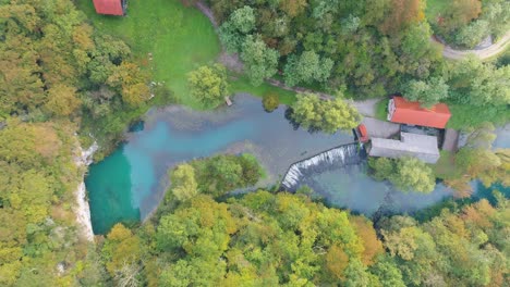 Directly-above-view-of-the-source-of-Kropa-river,Semic,-Slovenia