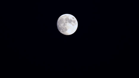 Closeup-Of-Full-Moon-Isolated-In-The-Night-Sky,-Astronomical-Event