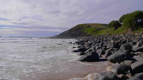 Waves-splashing-on-the-rocky-beach---Crescent-Head-NSW-Australia---Slow-motion