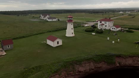 Cap-Sante-Lighthouses-Situated-On-The-Northern-Bank-of-Saint-Lawrence-River-In-Portneuf,-Quebec,-Canada