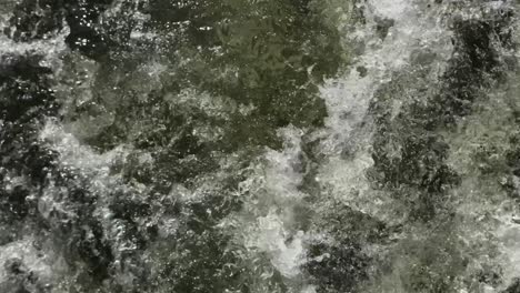 Close-up-view-of-the-swirling-green-river-water-created-by-the-power-of-an-outboard-motor