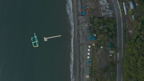 Top-down-Shot-Of-A-Stunning-Beach-Resort-In-The-Tropical-Island-Of-Tacloban,-Leyte-In-The-Philippines---Aerial-Drone-Shot