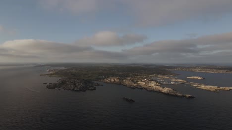 Beautiful-coastline-in-Southern-Norway.--Approaching--drone-footage
