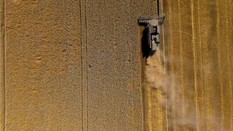 Aerial-view-of-Combine-Harvester-at-work