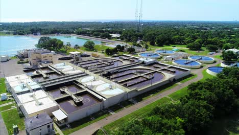 Aerial-fly-around-of-a-water-treatment-plant-facility