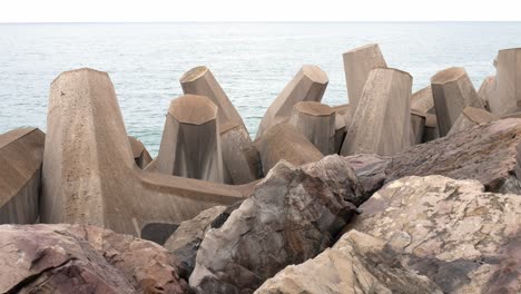Concrete-formed-maritime-coastline-defence-geometric-shape-engineering-on-shoreline