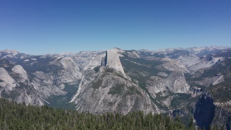 Super-wide-aerial-shot-of-Half-Dome-in-profile-from-Glacier-Point