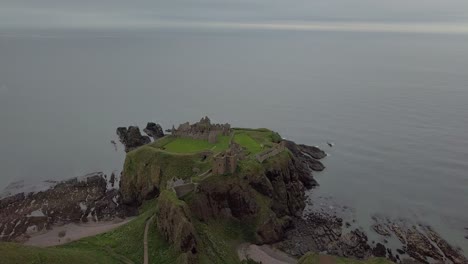 Dunnottar-Castle-by-drone,-Scotland