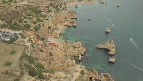 Algarve-coast-by-drone,-Portugal