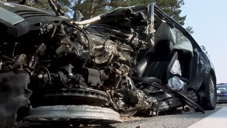 Car-Crash-Accident-on-Street,-Damaged-Automobile-After-Collision