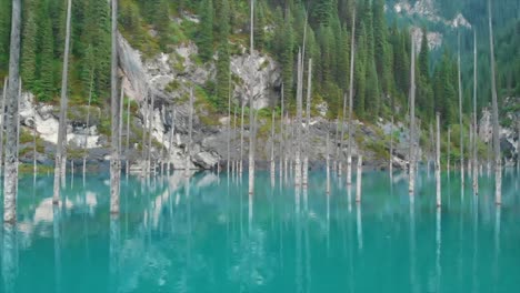 Kaindy-See-In-Kasachstan,-Auch-Als-Birkensee-Oder-Unterwasserwald-Bekannt