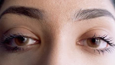 Close-up-of-both-eyes,-eyebrows-and-nose-bridge-of-18-year-old-Asian-female
