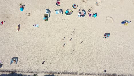 Aerial-view-from-above-Baltic-Sea-coast-beach-Hel-aerial-drone-top-view