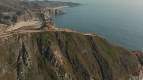 Aerial-Rotating-Approach-of-WWII-Devil’s-Slide-Bunker-on-California-Coast-Highway-One