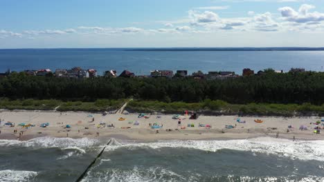 Mar-Báltico-Costa-Playa-Hel-Drone-Aéreo-Vista-Superior-4k-Uhd-Video