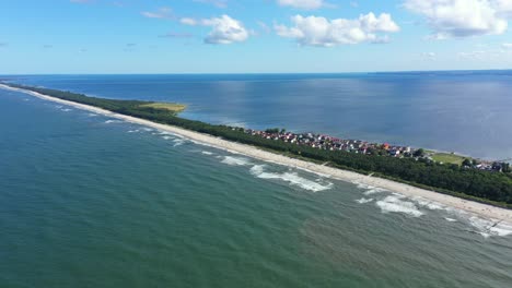 Baltic-Sea,-Aerial-View-of-Chalupy-city-in-Poland-Sandy-Beaches
