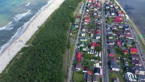 Baltic-Sea,-Aerial-View-of-Chalupy-city-in-Poland-Sandy-Beaches