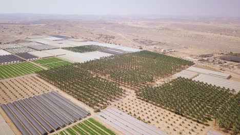 Extreme-Wide-Shot-of-Arava-Desert-in-Israel-Overlooking-Agriculture-Fields