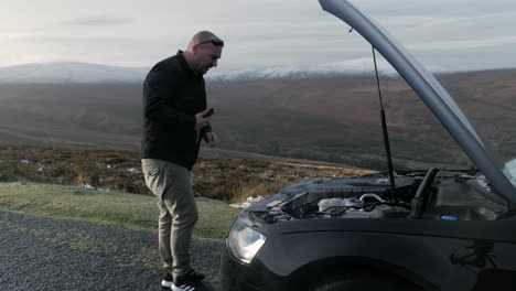 Unfortunate-car-breakdown-at-Wicklow-Mountains-with-the-driver-reacting