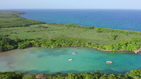 Aerial-circling-of-Diamond-beach-in-Dominican-Republic