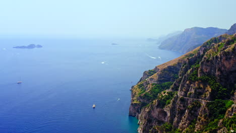 Aerial-Drone-View-of-Amalfi-Coast-Line,-near-Salerno,-Italy