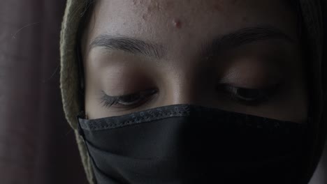 Half-Face-View-Of-Hijab-Woman-Wearing-Cotton-Face-Mask