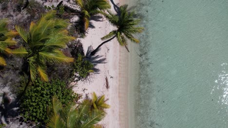 Toma-Aérea-De-Drones-De-Una-Hermosa-Isla-Pequeña-En-La-Laguna-Tropical-De-Fakarava