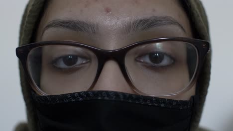 Hijab-Woman-Wearing-Cotton-Black-Face-Mask