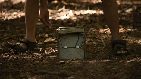 Squirrel-Runs-out-of-Trap-When-Released,-Close-Up
