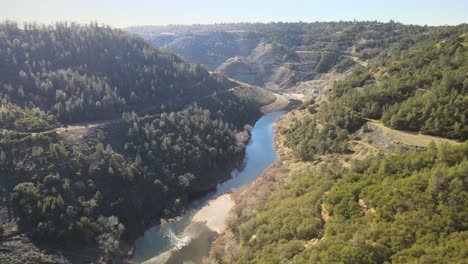 Following-the-North-Fork-American-River-in-Auburn-California-with-a-drone-on-a-sunny-day