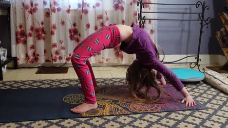 Young-Girl-In-A-Mat-At-Home-Doing-Stretching-During-Daytime