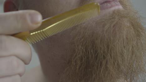 Man-combs-his-long-beard-with-a-small-comb