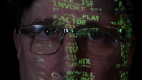 Man-with-digital-computer-code-projected-on-his-face