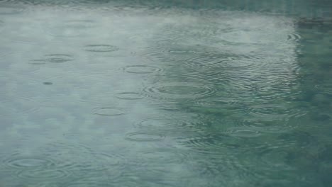 Superzeitlupenaufnahme-Von-Regentropfen,-Die-Auf-Eine-Ruhige-Wasseroberfläche-Fallen-Und-Ringe-Bilden