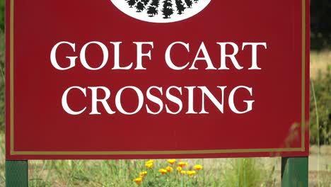 Red-â€˜Golf-Cart-Crossingâ€™-Sign,-Close-Up