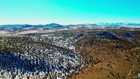 Aerial-view-forest-in-a-hill-landscape-near-Reno,-Nevada-High-desert