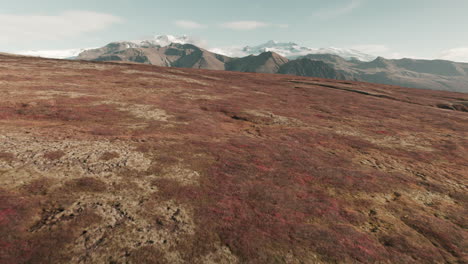 Flyover-above-barren-Iceland-landscape