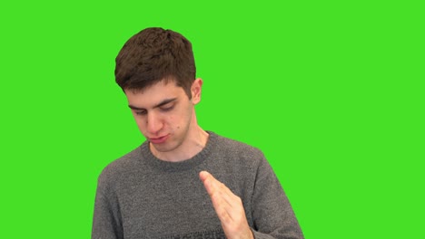 Green-screen-of-young-adult-acting-and-doing-robot-movements