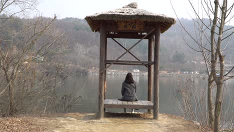 Nami-Island-woman-throwing-stones-in-North-Han-river