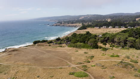 Aerial-fly-over-the-coast-of-Sea-Ranch,-California