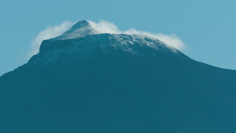 Extreme-long-lens-shot-of-the-top-of-Mount-Pico,-the-Azores