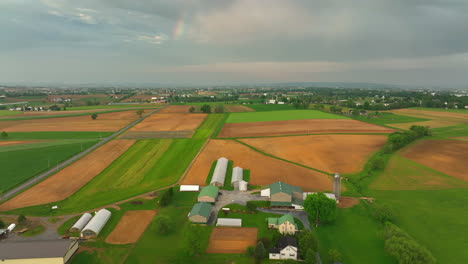High-reverse-drone-shot-of-American-countryside