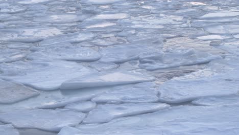Arktisches-Nordnorwegen,-Große-Stücke-Schmelzenden-Eises,-Die-Auf-Einer-Meeresoberfläche-Schwimmen,-Schöne-Naturaufnahmen-Von-Langer-Dauer