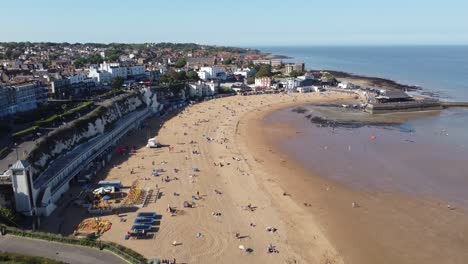 Broadstairs-Kent-seaside-town-and-beach-sunny-day-drone-aerial-view