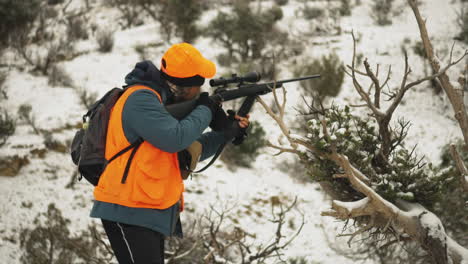 Guilt-firing-a-rifle-gun-for-deer-hunting-at-US-Colorado