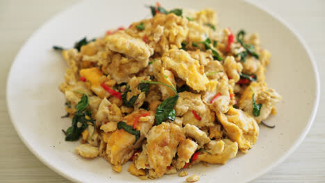 stir-fried-egg-with-Thai-basil-and-chilli---Asian-food-style