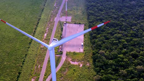 Vesta-wind-turbine-working-in-progress,-at-el-Dorado-Wind-farm-in-Santa-Cruz,-Bolivia