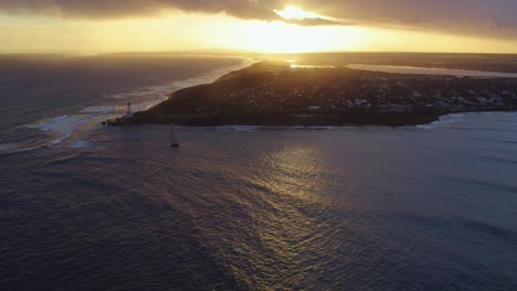 Offshore-aerial-view-of-Point-Londsdale-at-sunset