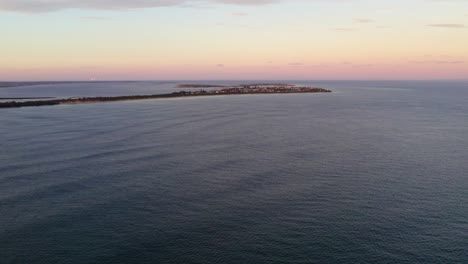 Aerial-footage-looking-towards-Queenscliff-just-before-sunset,-Victoria,-Australia