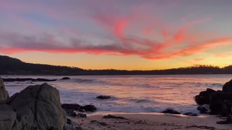 Carmel-by-the-Sea-sunset-in-Monterey,-California